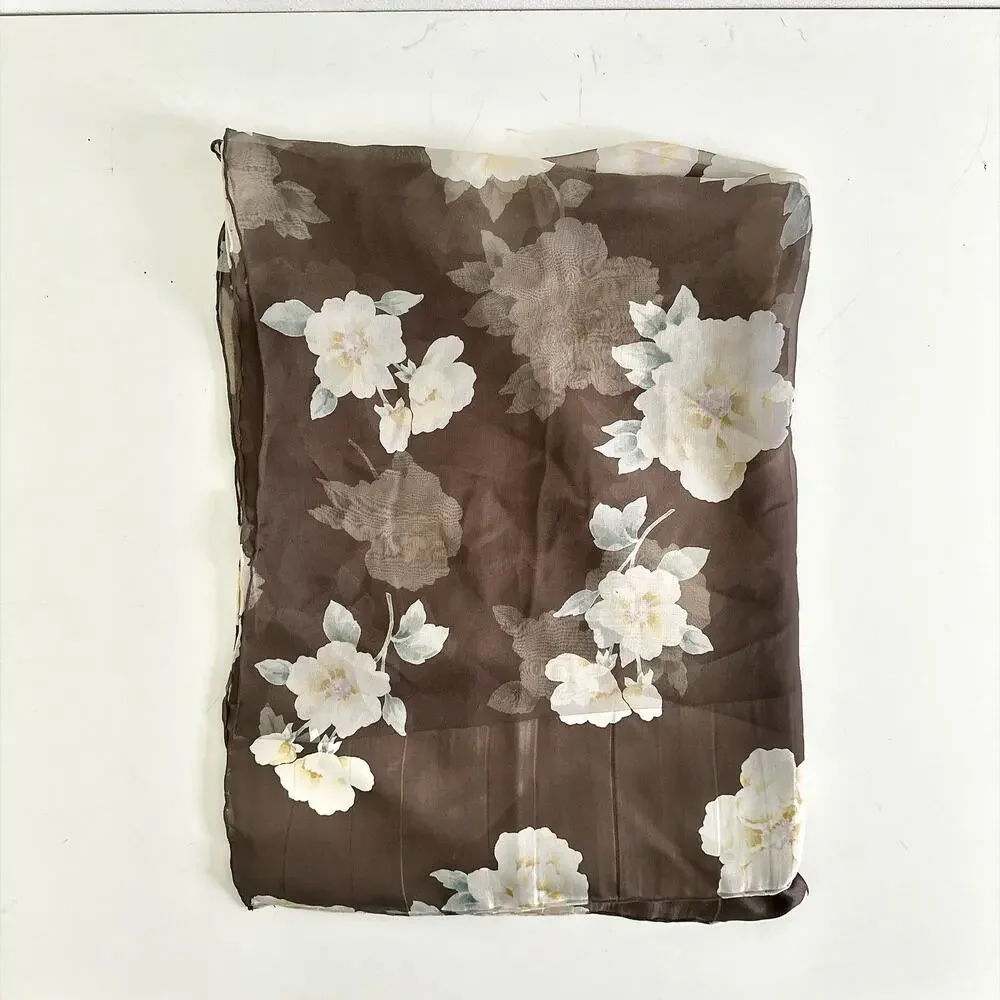 VINTAGE GIORGIO ARMANI FLORAL SCARF SHEER SILK IN GIFT BOX